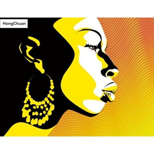 5D DIY Rhinestone African Woman Square/Round Diamond Painting "Abstract Colorful" Cross Embroidery Mosaic Color Art Mural