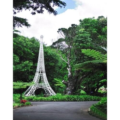 5x7ft Green Tree Grass Tower Photography Backdrops Photo Props Studio Background