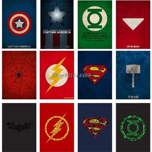 Disney Abstract Vintage Canvas Art Marvel Canvas Painting Wall Art Prints Wall Pictures Poster Bedroom Decor Superhero Stickers