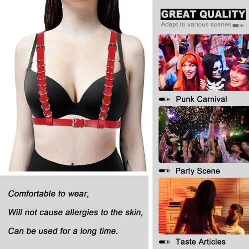 Punk Leather Open Bust Bra Adjustable Waistband Suspender Body Harness Womens Chest Bondage Underwear Exotic Accessories Bdsm