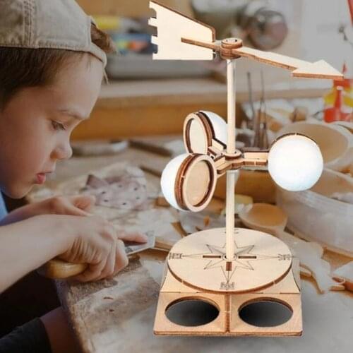 Students DIY Wind Vane Model Kit Wooden Kids Children Science Direction Speed Experiment Technology School Educational Toys