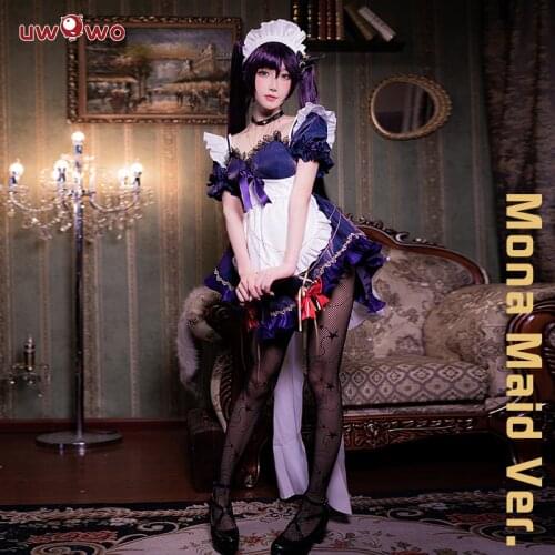 Plus Size PRE-SALE Exclusive Authorization UWOWO Game Genshin Impact Mona Cosplay Maid Dress New Costume Cute Carnival Halloween