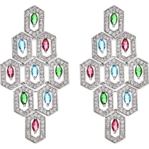 European and American long fringed zircon earrings female/girl wedding party net red star the same factory direct earrings