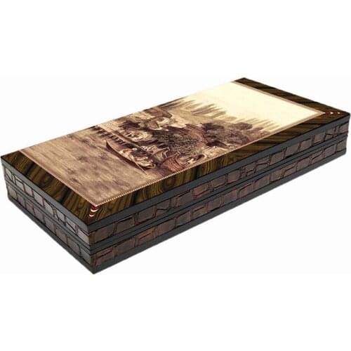 Fantastic Wooden Backgammon Bosphorus Mansions Themed High Grade Backgammon Chess Travel Chess Set Beautiful Wooden Chessboard