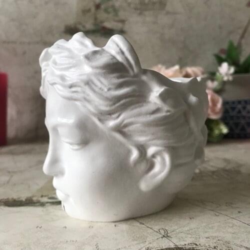 Beauty Girl Vase Head Cement Planter Silicone Pot Molds DIY Clay Craft Resin Flowerpot Making Concrete Mould