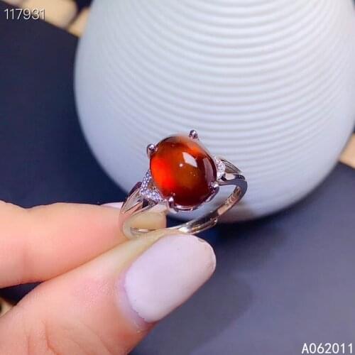 KJJEAXCMY fine jewelry natural garnet 925 sterling silver adjustable vintage gemstone women ring support test hot selling