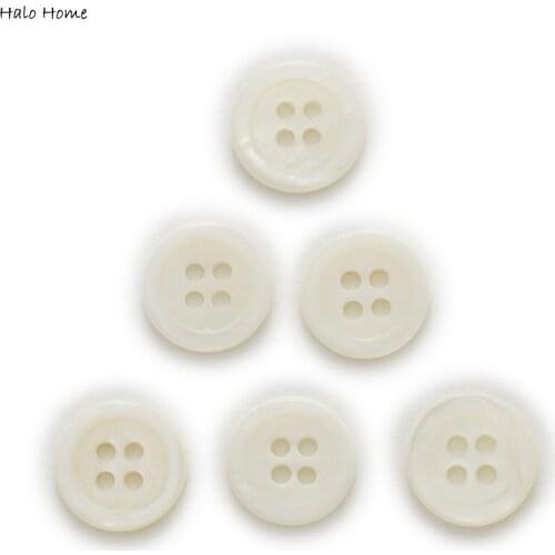 11-12mm Optional 20pcs Classic Shirt 4 Hole Round Shell Buttons Home Sewing Scrapbooking Clothing Decor
