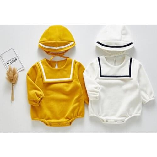 Sailor style toddler baby boys romper autumn winter thick plus velvet infant kids bodysuit for girls costumes clothes toddler