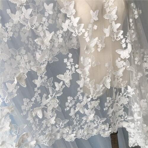 Butterfly embroidery lace fabric Wedding Dress Tulle Skirt Material fabrics for patchwork