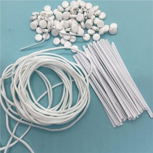 DIY mask material group 55 meters elastic string band+200 pcs ajustable stopper buckles+100pcs PE nose bridge
