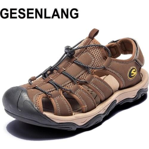 2019 Mens Closed Toe Sandals Big Size Breathable Quick Drying Male Outdoor Sports Shoes Anti-slip Walking Beach Fisherman Shoes