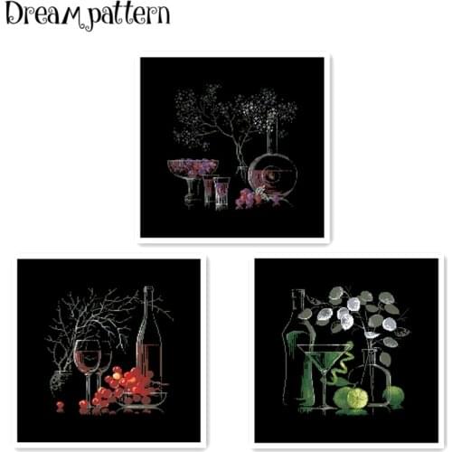 Wine and lemon cross stitch package fruit aida 18ct 14ct 11ct black cloth people kit embroidery DIY handmade needlework