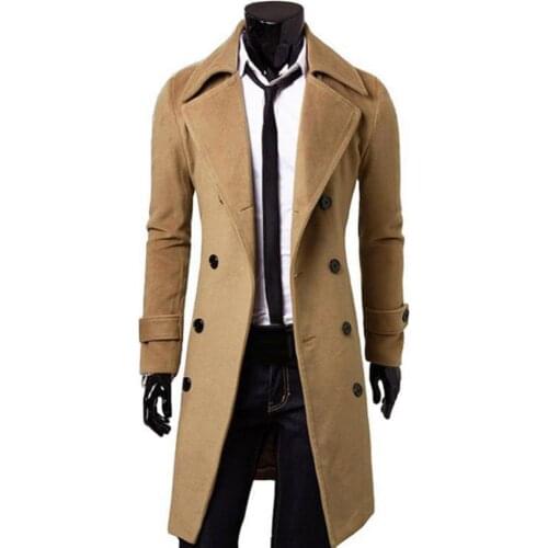 NEW Men Wool Coat Parka Winter Warm Solid Color Long Trench Jacket Breasted Business Casual Male Overcoat Parka пальто мужское