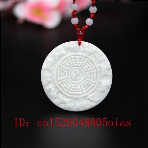 Natural White Jade Chinese Zodiac Pendant Necklace Charm Jewellery Fashion Accessories Carved Taiji Amulet Gifts for Women Men