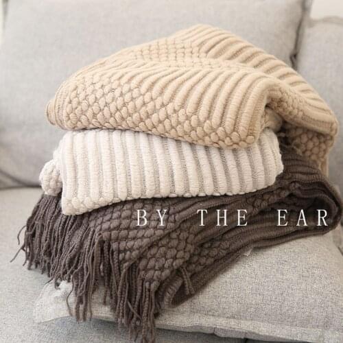Tassels Sense of Three-dimensional Design Blankets for Beds Solid Color American Nordic Style Sofa king size Fleece Blanket