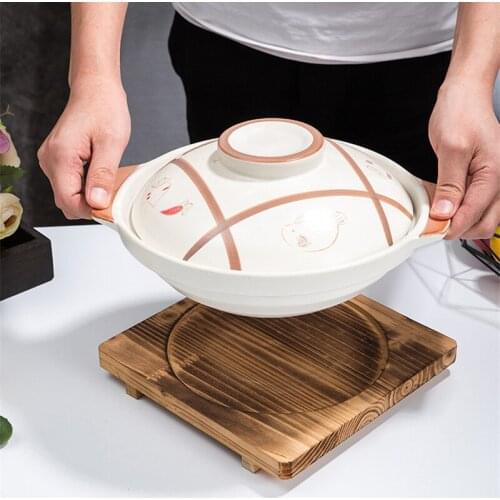 Board barbecue square heat insulation wood pad stone plate casserole pad stone pot pad Heat insulation wood pad iron plate