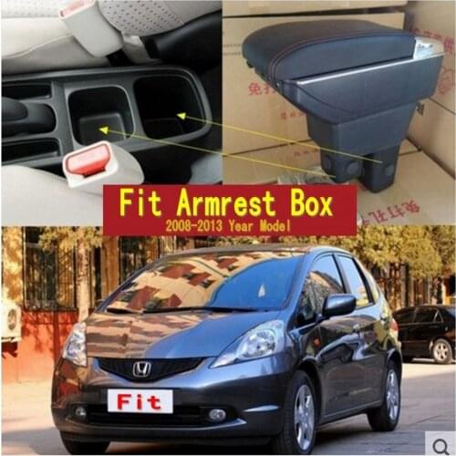 Centre Console Storage Box Armrest For Fit Jazz 2008-2014 Arm Rest Rotatable 2009 2010 2011 2012