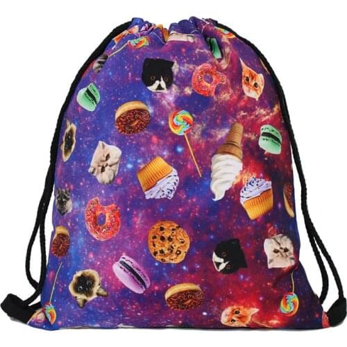 Polyester High Quality Drawstring Bag String Sack Beach Women Men Travel Storage Package Teenagers Backpack purple Color