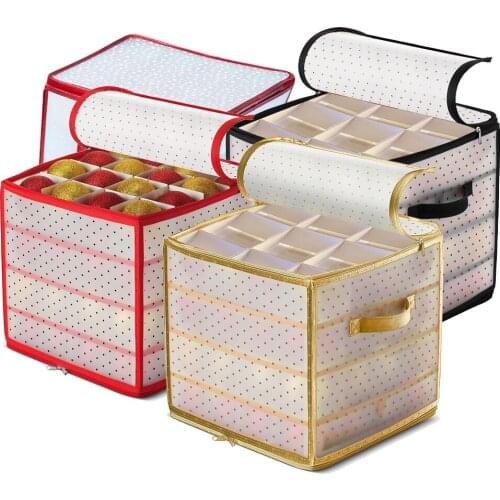 Christmas Apple Baubles Storage Box 3 Layers Multi Cells Xmas Tree Decorative Stuffs Organizer Fruit Egg Bin Organizer