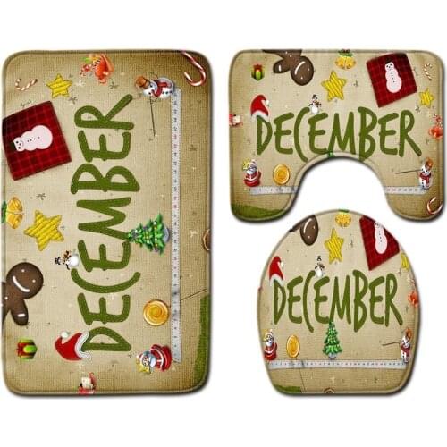 Christmas snowman snowflake bath mats bathroom mat bathroom carpet bathroom products Bath Mats Sets Toilet Three-piece set Mat