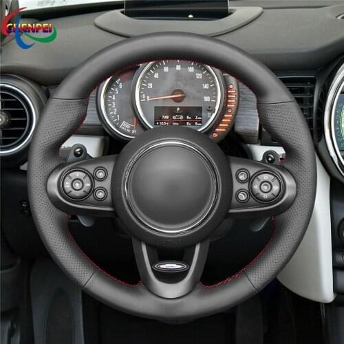 DIY Non-slip Black Leather Car Steering Wheel Cover For Mini (Hatchback Mini) JCW Clubman JCW Convertible JCW Countryman JCW