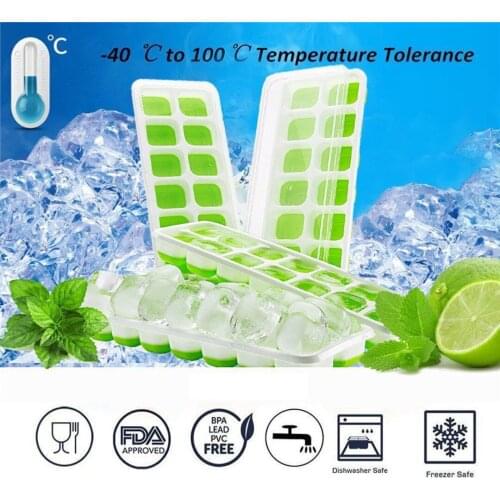 Silicone Ice Cube Trays with Lid DIY Ice Cube Candy Baking Mold Whiskey Drink Ice Cream Maker Tray for Kitchen Bar Party