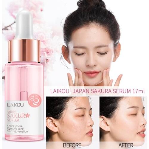Sakura Face Serum Shrink Pores Tightens Refining Moisturizing Face Essence Whitening Anti-aging Oil Control Facial Essence