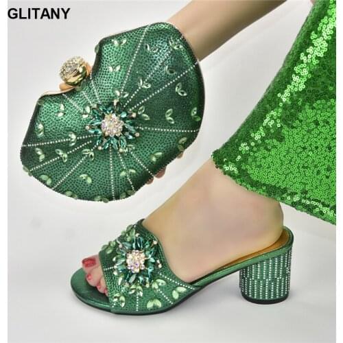 Slip on Shoes for Women Wedding Shoe and Bag Sets Italian Nigerian Women Shoes and Bag To Match for Party Nigerian Party Pumps