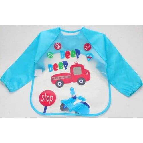 UNIKIDS Adjustable Cartoon EVA Plastic Waterproof Long Sleeve Feeding Baby Bibs Infants Art Smock Apron Baberos Bavoir Clothing