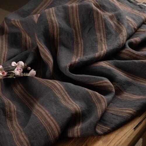 High quality new linen fabrics Striped yarn dyed material High grade clothing custom robe dress fabric
