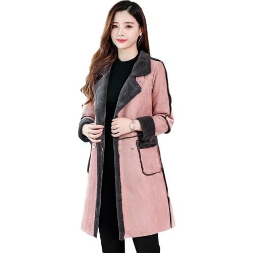 Winter Coat Women Lambswool Faux Fur Coat Stylish And Elegant Womens Trench Coats Slim fit Warmth Double-Breasted Ladies Coats