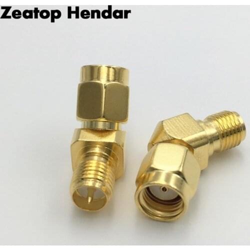 1Pcs Brass RP SMA Male Jack to RP-SMA Female Plug M/F Antenna 45 135 Degree Angle Adapter for FPV 50 Ohm Connector
