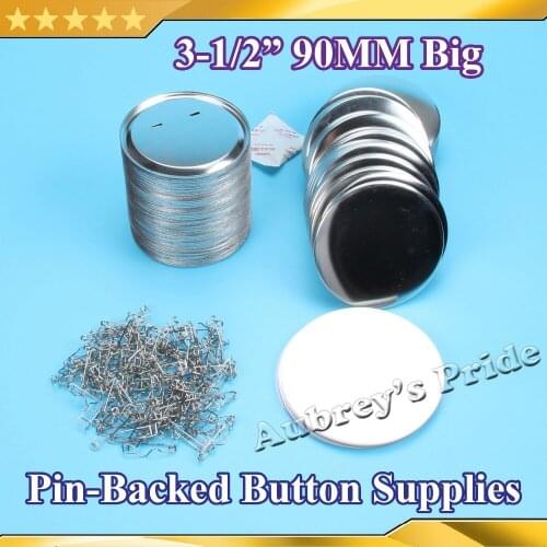 100 Sets 3-1/2" 90mm Pin Back Metal Pinback Button Supply Materials for Professional All Steel Badge Button Maker