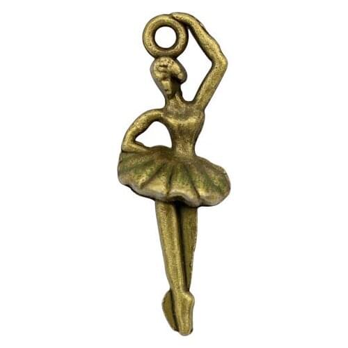 100pcs-Ballet Dancer Charms Antique Bronze Ballerina Charms Pendant, Dancing Girl 27x9mm