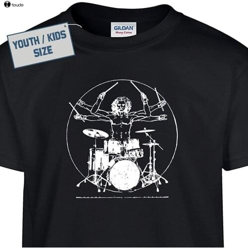 2019 New Brand Cheap Sale 100 % Cotton Youth Da Vinci Drums T Shirt Kids Drummer T Shirt Funny Youth Shirts Boys