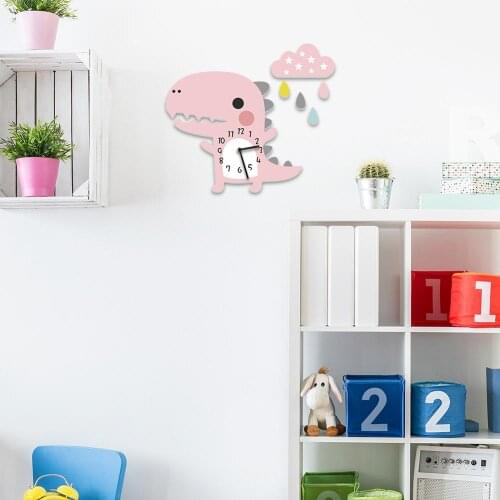 2020 Childrens room living room silent clock three-dimensional cartoon dinosaur wall clock kindergarten wall clock