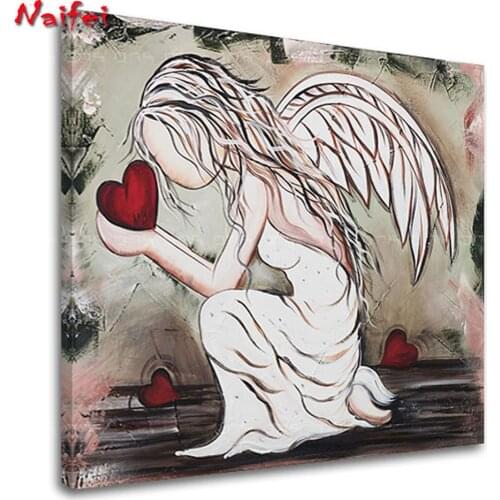 5d diy diamond painting cross stitch angel girl red heart diamond embroidery girl picture wall sticker diamond mosaic home decor