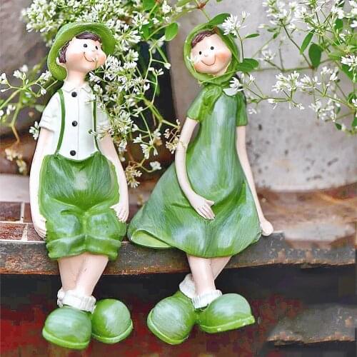 American Country Hanging Feet Couple Elves Resin Ornaments Garden Balcony Accessories Crafts Courtyard Lawn Sculpture Decoration