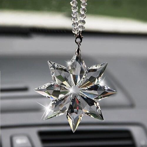 Car Pendant Transparent Crystal Large Snowflakes Ornaments Sun Catcher Snowflake Clear Crystal Hanging Trim Car Pendants Gifts