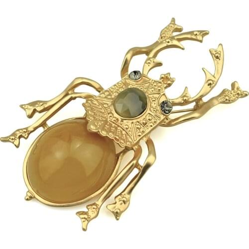 Dung Beetle Brooches for Women Accessories Gold Metal Pins Insect Scarab Brooch Large Resin Broches Fashion Luxury Jewelry Gifts