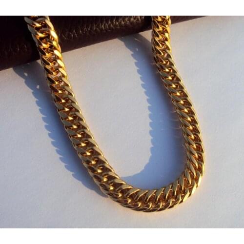 24 K SOLID YELLOW GOLD FINISH MIAMI CUBAN LINK CHAIN NECKLACE