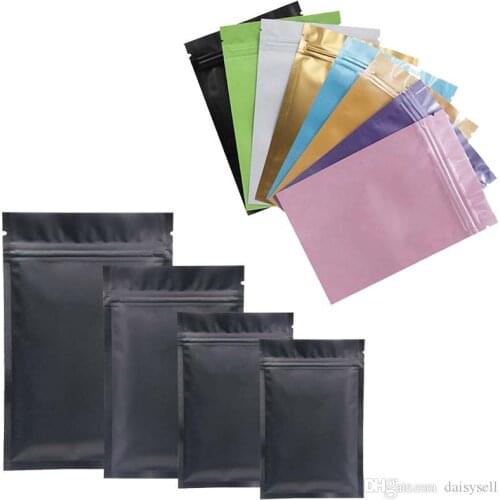 Black Plastic mylar bags Aluminum Foil Zipper Bag for Long Term food storage and collectibles protection two side colored
