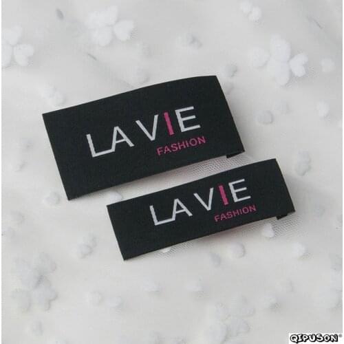 DH035 custom logo brand name woven clothing labels tags customized clothes garment etiquetas main label tag for clothing labels
