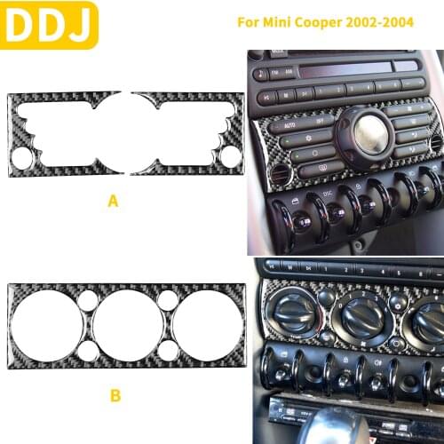 For Mini Cooper Hatch One R50 R53 2002 2003 2004 Car Air Conditioning Button Panel Climate Control Knob Carbon Fiber Sticker