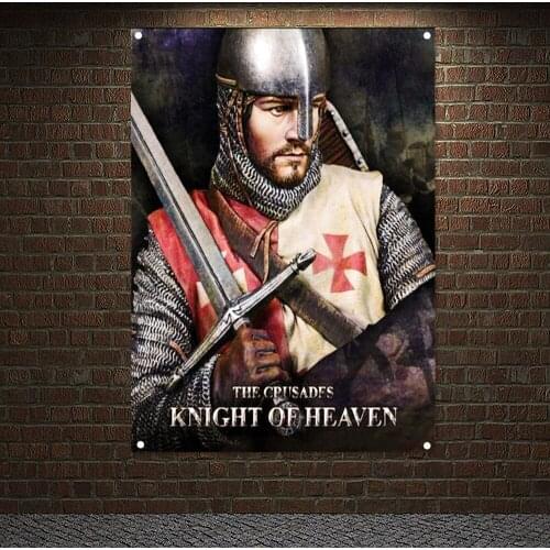 Knights Templar Armor Banners Flags Wall Sticker Crusader Posters Tapestry Living Room Decoration Canvas Painting Wall Hanging 9