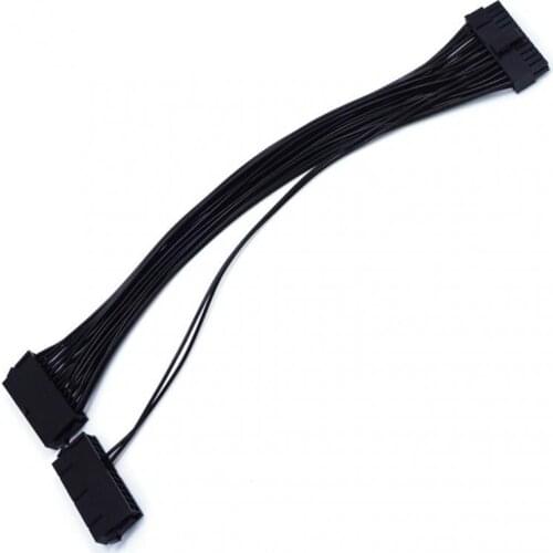 Dual Start Power Cord Extension Adapter ATX 20+4 24Pin Power Synchronization Starter Extender Power Cord 18AWG Adapter Converter