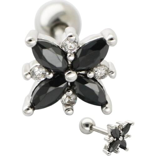 JHJT 16G Cartilage Nail G23 Titanium Flower Shape Cartilage Ear Cartilage Ring Body Jewelry Piercing