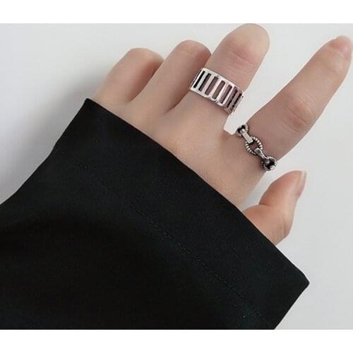 Men And Women Personality Hip-hop Punk Opening 925 Sterling Silver Index Finger Joints Korea Europe And America Ins Retro Ring