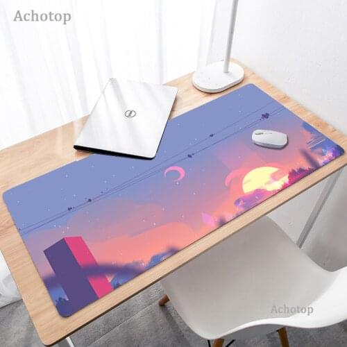 Kawaii Cute Pink Landscape Aesthetics Art Mouse Pad PC Gamer Completo Gaming Mousepad Large Mouse Pad Anime Keyboards Desk Mat