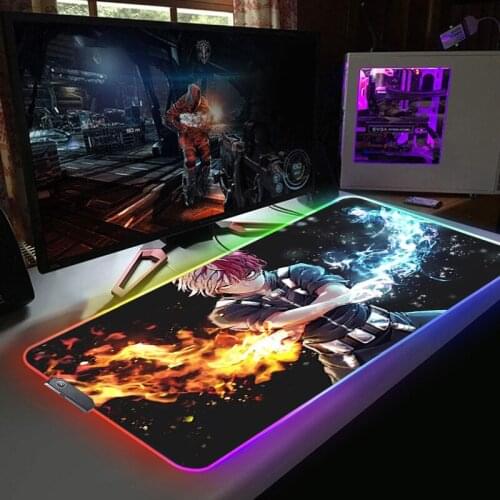 Mouse Pads My Hero Academia Gaming RGB Computer Mat Xxl Mouse Pad Speed Anime Mousepad Company Kawaii Accessories Backlight Rug